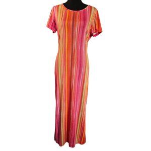 Smooth & Stretchy Vibrant Maxi Lightweight Summer dress w/ Sexy side splits, XL